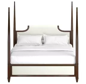 Eave Brown and White Upholstered King Poster Bed