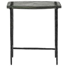 Calloway Black Rectangular Glass Top Side Table