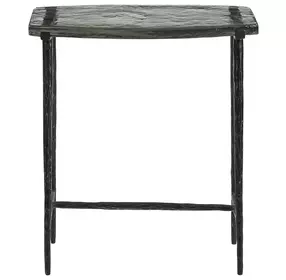 Calloway Black Rectangular Glass Top Side Table