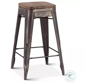 Rustic Revival Light Brown Industrial Bar Stool