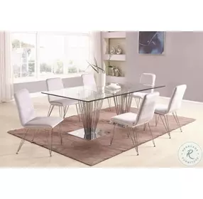 Fernanda Clear Glass And Polished Stainless Steel Rectangular Dining Room Set