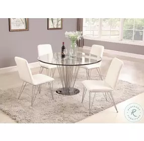 Fernanda Clear Glass And Polished Stainless Steel Round Dining Room Set