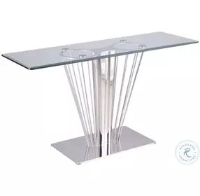 Fernanda Clear Glass And Polished Stainless Steel Sofa Table