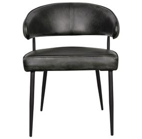 Brisbane Weathered Black Leather Upholstered Dover Arm Chair