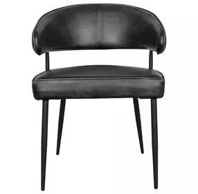 Brisbane Weathered Black Leather Upholstered Dover Arm Chair
