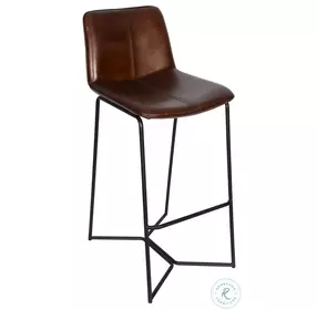 Brisbane Hand Washed Chestnut Leather Bar Stool Set Of 2