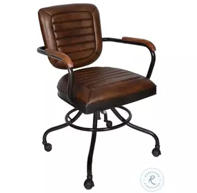 Brisbane Antique Whiskey Leather Desk Chair