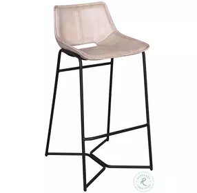 Brisbane ivory Leather Open Back Bar Stool