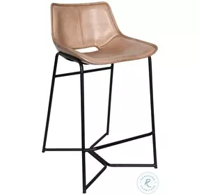 Brisbane Antique Ivory Leather Open Back Counter Height Stool Set Of 2