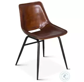 Brisbane Antique Whiskey Leather Open Back Dining Chair Set Of 2