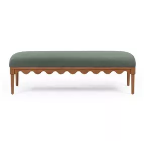 Oodle Green Performance Fabric Upholstered Accent Bench