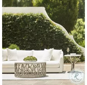 Milos Bone And Shiny Nickel Outdoor Occasional Table Set