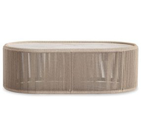 Trellis Brown and Beige Oval Outdoor Cocktail Table