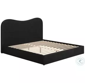 Sele Black Velvet King Upholstered Panel Bed