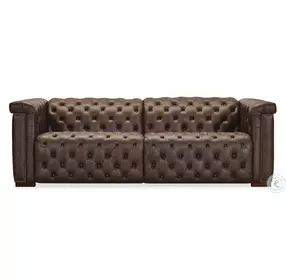 Savion Deux West Saddlewood Leather 90" Loveseat with Power Recliners And Power Headrests