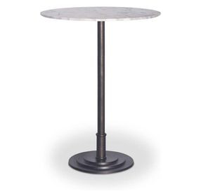 Tori White and Brown Outdoor 30" Round Marble Top Bar Table