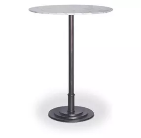 Tori White and Brown Outdoor 30" Round Marble Top Bar Table