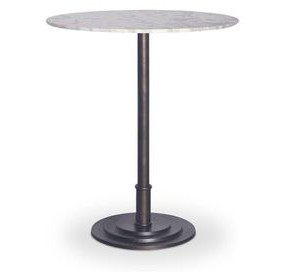 Tori White and Brown Outdoor 30" Round Marble Top Counter Height Dining Table