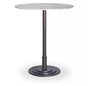 Tori White and Brown Outdoor 30" Round Marble Top Counter Height Dining Table