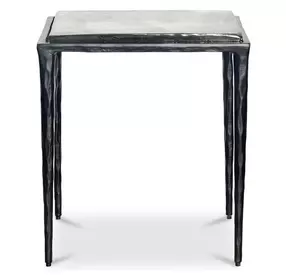 Mari Clear and Black Square Glass Top Side Table