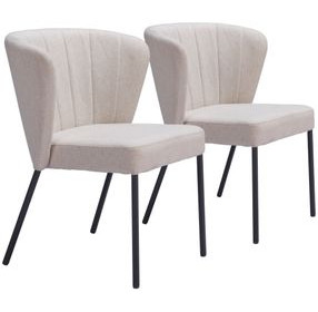 Aimee Beige Stackable Dining Chair Set of 2