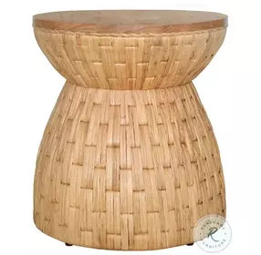 Fiji Water Hyacinth Weave And Mindi Round End Table