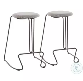 Finn Grey Steel And Light Grey Fabric Counter Height Stool Set Of 2