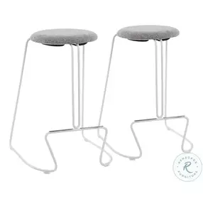 Finn White Steel And Charcoall Fabric Counter Height Stool Set Of 2