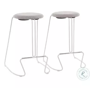 Finn White Steel And Light Grey Fabric Counter Height Stool Set Of 2