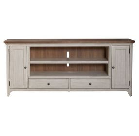 FIRE-652-TV80FTS Antique White and Chestnut 80" TV Stand