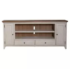 FIRE-652-TV80FTS Antique White and Chestnut 80" TV Stand