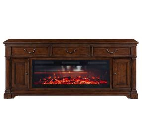 FIRE-BOX-512-84FTS Satin Cherry 84" TV Stand with Fireplace