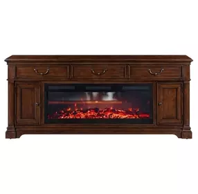 FIRE-BOX-512-84FTS Satin Cherry 84" TV Stand with Fireplace