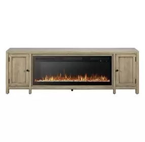 Living Room Console Brown 82" TV Stand with Fireplace