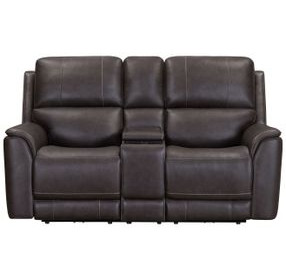 Easton Steamboat Brown Leather 76" Zero Gravity Power Reclining Loveseat with Console and USB Charging