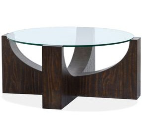 Beckham Rustic Tavern Round Glass Top Cocktail Table