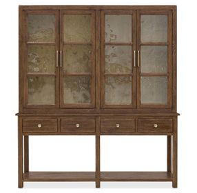 Harbor Drift Worn Saddle 4 Glass Door Display Cabinet with LED