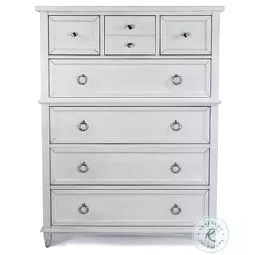 Coastal Point Fresh White and Soft Grey Glaze 7 Drawer Chest