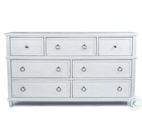 Coastal Point Fresh White and Soft Grey Glaze 7 Drawer Dresser