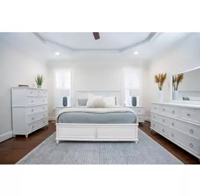 Coastal Point Fresh White and Soft Grey Glaze Bedroom Set
