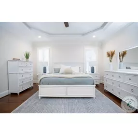 Coastal Point Fresh White and Soft Grey Glaze Bedroom Set