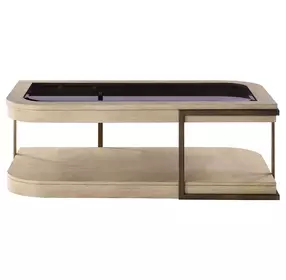 Rio Vista Muted Earth Tones and Clay Oval Glass Top Coffee Table