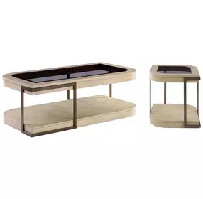 Rio Vista Muted Earth Tones and Clay Oval Glass Top Occasional Table Set