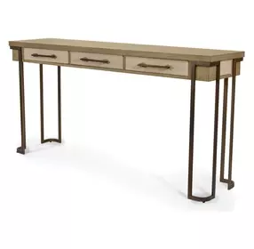 Rio Vista Muted Earth Tones and Clay Rectangular Console Table with USB Charging