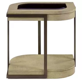 Rio Vista Muted Earth Tones and Clay Oval Glass Top Chairside Table