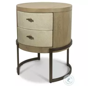 Vista Verde 2 Drawer Round Accent Nightstand with USB Charging