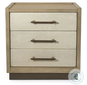 Vista Verde Muted Earth Tones and Clay Woven 3 Drawer Nightstand with USB Charging