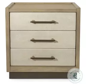 Vista Verde Muted Earth Tones and Clay Woven 3 Drawer Nightstand with USB Charging