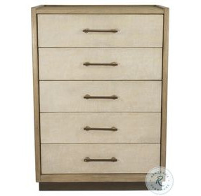 Vista Verde Muted Earth Tones and Clay Woven 5 Drawer Chest