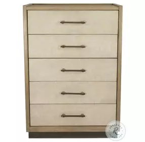 Vista Verde Muted Earth Tones and Clay Woven 5 Drawer Chest